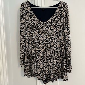 Vintage navy and white floral romper dress